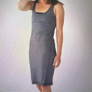 Lululemon Go For It Dress Micro Stripe black white size M/L gray